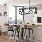 TODOLUZ 30.35” Dining Room Lighting Fixtures Hanging Black Finish 4-Lights Open Frame Farmhouse Chandelier Pendant Light for Kitchen Island Pool Table with Clear Glass