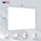 WEER White Bathroom Mirror 50X30 Inch, Rounded Rectangle White Metal Frame Mirror, Matte White Bathroom Vanity Mirror with Tempered Glass, Anti-Rust, Hangs Horizontally or Vertically
