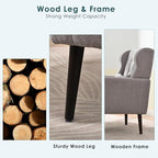 Accent Chair, Comfy Upholstered Living Room Chairs with High Tufted Backrest and Pillow, Wingback Reading Chair with Solid Wood Legs for Bedroom/Office, Chenille Fabric, Grey