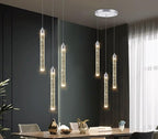 Mini Chandelier Crystal Pendant Lights Integrated LED Pendant Light Fixtures Kitchen Island Chandeliers Pendant Lighting for Dining Room Bubble Chromed Finished Ceiling Hanging Lights 2700K 6000K