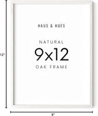 HAUS AND HUES 9x12 Picture Frame - 9 X 12 Frame Wooden Picture Frames for Crafts, 9x12 Frame Wood Picture Frames, 9 X 12 Picture Frame Natural Wood Frames,12x9 Picture Frame Wood (White Oak Frame)