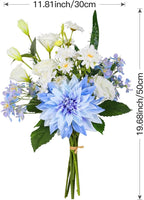 Nubry Fake Artificial Flowers Bouquet,Faux Silk Dahlia Flower Bouquet Floral Arrangement Fake Plant Decor for Tables Centerpieces,Home Office Party Wedding Decor(Blue)