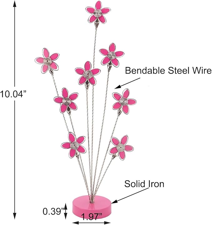 8-Branch Family Tree Picture Frame Holder, Card Photo Clips Holder Desk Stand for Memo Paper Note Photo Christmas Wedding Card Display (Rose Red Flower)