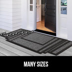 GORILLA GRIP 100% Waterproof All-Season WeatherMax Doormat, 34x58, US Designed Natural Rubber, Stain and Fade Resistant, Low Profile Indoor Outdoor Door Mats, Easy Clean Patio Mat, Steel Chevron