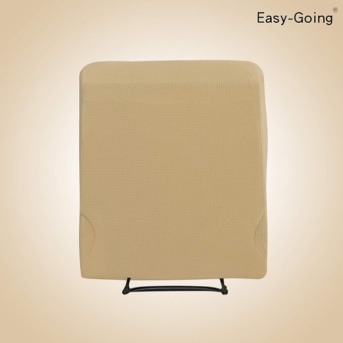 Easy-Going Recliner Stretch Sofa Slipcover Sofa Cover 4-Pieces Furniture Protector Couch Soft with Elastic Bottom Spandex Jacquard Fabric Small Checks(Large,Beige)