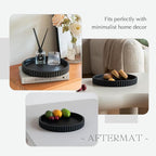 Decorative Tray for Coffee Table, Living Room, Side Table, 2 Packs 11" Black Round Concrete Home Decor Serving Trays for Accent Table, Console Table