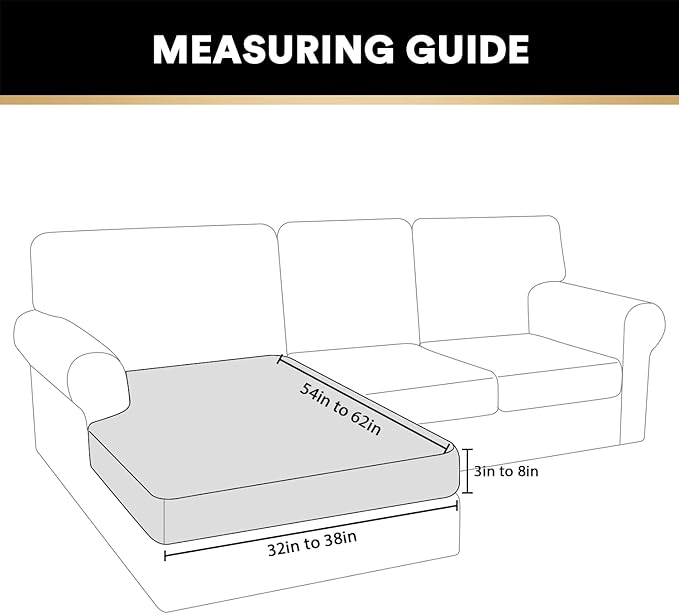 PrinceDeco Sectional Couch Covers Velvet Couch Cover for Dogs Washable L Shaped Couch Cover 1 Piece Individual Sectional Couch Covers with Elastic Bottom(Chaise Lounge,Ivory)