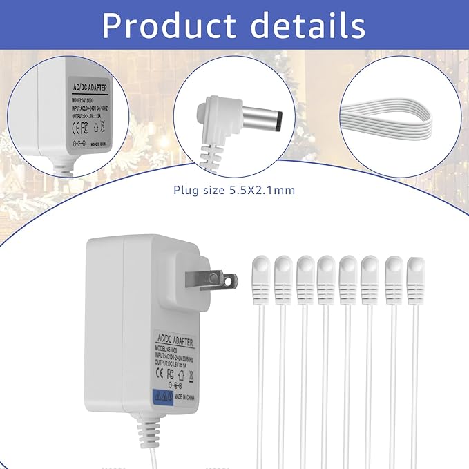 (8-Way Output) 4.5V Power Adapter Compatible with Lemax Lighting Accessories 74295 74707 84428 94565 94566 94527 94563 94564 Christmas Halloween Mini House Rural Lighting Architectural Decoration