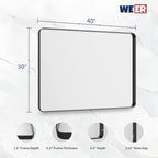 WEER Black Bathroom Mirror for Wall 40X30 Inch, Rectangular Black Metal Framed Vanity Mirror, Farmhouse Bathroom Mirror with Tempered Glass, Rounded Corner, Anti-Rust (Horizontal/Vertical)