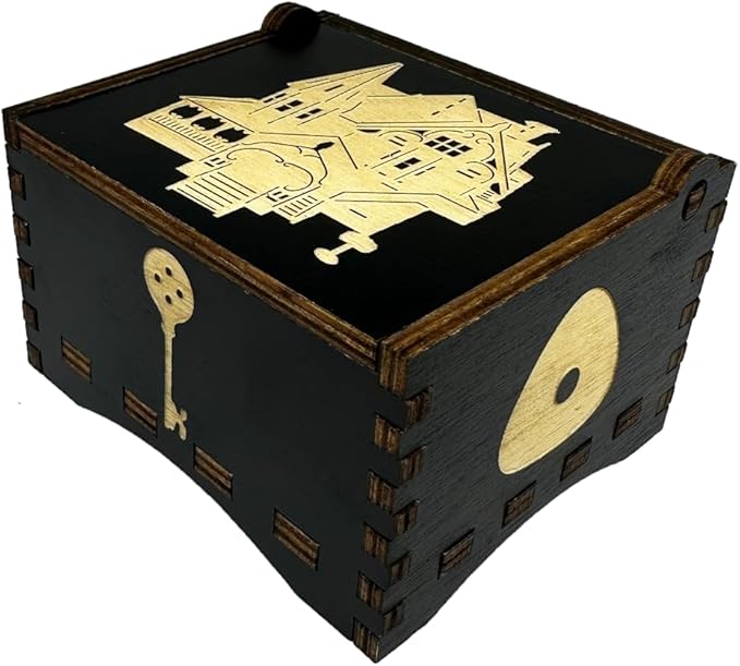 Youtang Music Box Engraved Wooden Gifts Mini Musical Box Play Dreaming for Birthday/Anniversary/Valentine's Day/Christmas (Wind up, Black)