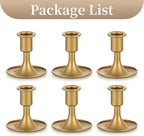 Sziqiqi 6pcs Gold Candlestick Holder for Wedding Centerpiece Small - Candle Holders for Taper Candles Table Centerpieces Alloy Candle Stick Holders for Fireplace Mantle