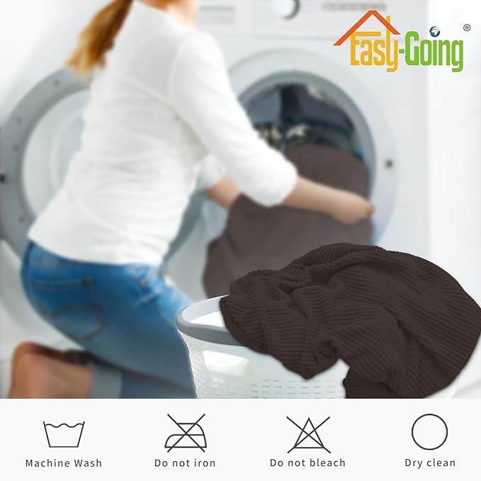 Easy-Going 2-Piece Recliner Console Cover for Reclining Loveseat Covers Stretch Jacquard Middle Console Cover for Recliner Couch and Sofa Chocolate