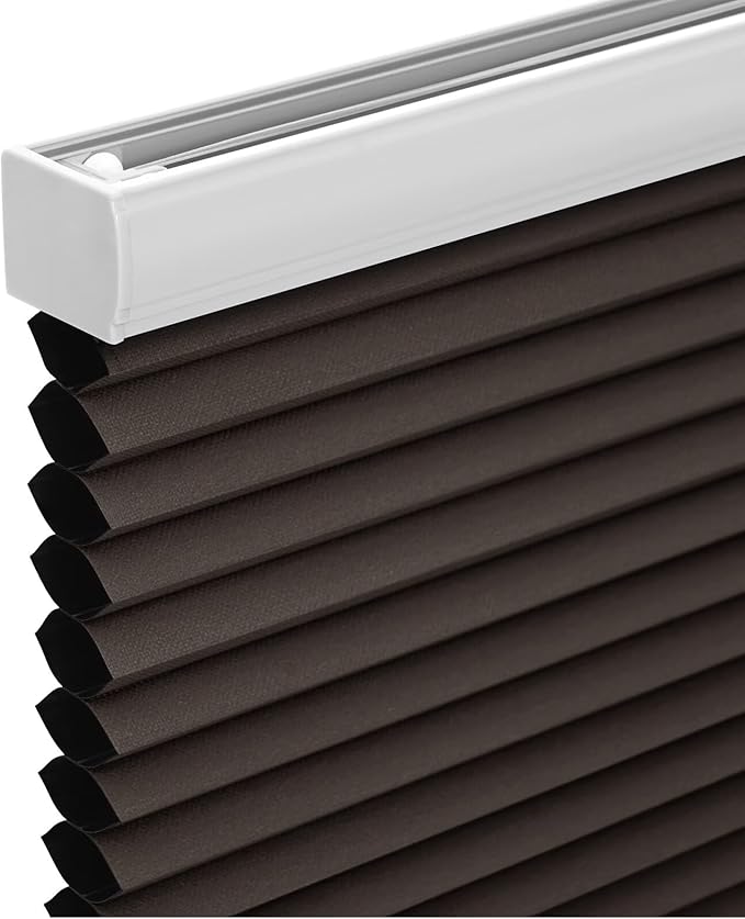 Changshade Cordless Cellular Shades, Blackout Honeycomb Shades for Windows, Pull Down Pleated Blinds, Easy to Install for Indoor Windows and French Doors,25" W x 64" H, Taupe