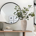 Briful Rustic Terracotta Flower Vase for Home Decor – 9" Brown Farmhouse Textured Barrel-Style Ceramic Vase Vintage Handcrafted Gridded Design for Faux & Dried Flowers Living Room Table Centerpiece