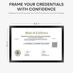 Homeforia 5.5 x 8.5 Business License Frame Black, High End Metal 5.5x8.5 Certificate Frames, 8.5x5.5 Document Frames for Wall or Tabletop, 5.5 by 8.5 Picture Frames, Tempered Glass, Wall Kit, Set of 1
