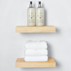 Homeforia 12 inch Natural Floating Shelf, High End Solid Real Wood 12inch Small Floating Shelves for Wall Mounted, Natural Wooden Floating Shelves, Heavy Duty Bracket, 12 X 6.5 X 1.75 in, Set of 3