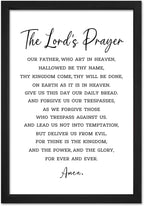 flowtorely The Lord's Prayer Plaque Bible Verse Sign Wall Decor 16"×11" Christian Scripture Inspirational Wooden Framed Wall Hanging Art (Black) 16"×11"