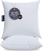 Lincove Euro Throw Pillow Insert Square 24"x24" Pillow – Made in Canada, 100% Cotton Shell, Down Alternative Filling, Vegan-Friendly, Hypoallergenic - Decorative Couch Pillows, 2 Pack