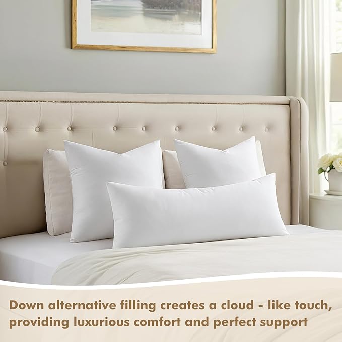 MIULEE 14x36 Down Alternative Pillow Insert Decorative Throw Pillow 14 x 36 Inch Body Bed Sleeping Ultra Soft Fluffy Form for Sofa Couch Bed