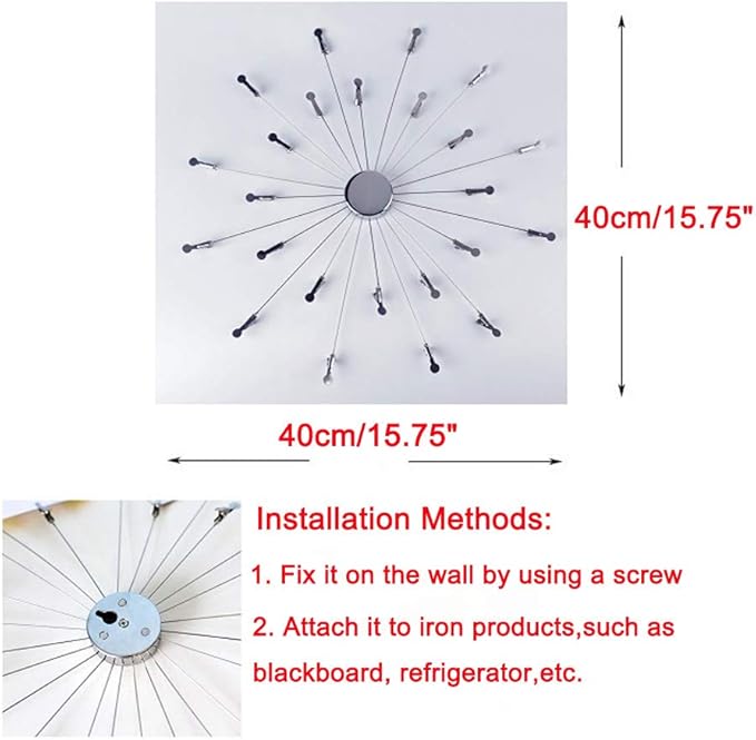 Mollytek Hanging Photo Display Wall Décor Magnetic Collage Board Clip Photo Holder Wall Picture Holder with 24 Clips for Hanging Prints, Instax, Polaroid, Holiday Cards, Artwork(Wall-Mounted)