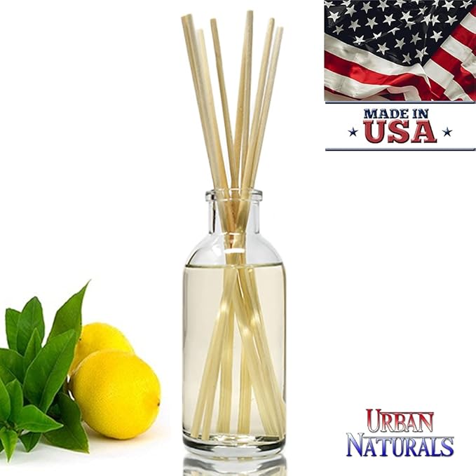 Urban Naturals Lemon Verbena Reed Diffuser Set with Reed Sticks | Tart, Citrus with Fruity Notes of Bergamot & Greens | A Cheerful Gift Idea | Made in The USA