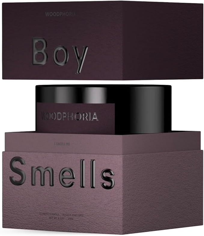 Boy Smells - Woodphoria Scented Candles for Men and Women - 8.5 oz - Soy, Coconut Wax Candle Blend - Aromatic Candles for Home with Fig, Sandalwood and Jasmine - 50-Hour Burn - Cotton Wick