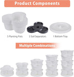 VECELO 5 Tier Vertical Garden Planter, Self Watering Stackable Planters with Wheels for Strawberries, Herbs, Flowers, Vegetables, White