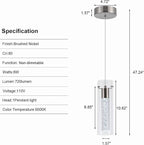 3-Pack Modern Pendant Lighting Satin Nickel,24W Light Chandelier with LED Bulb, Updated Housing and Bubble Kitchen Light for Kitchen,Dining Room,Living Room,Corridor and Restaurant, 6000K