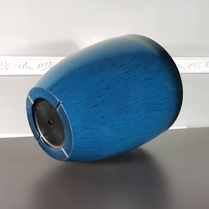 FixtureDisplays® Garden Plastic Round 11.8" Diameter 12" Tall Planter Resin Glazed Faux Ceramic Flower Pots Drainage Hole with Saucer Decorative Pot 15580-NF