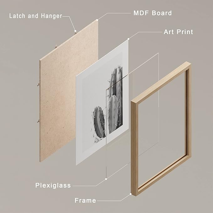 SIGNWIN Framed Black & White Saguaro Southwest Desert Tropical Cactus Wall Art, Set of 4 Floral Botanical Wall Decor Prints, Nature Wilderness Wall Décor for Living Room, Bedroom - 11"x14" Natural