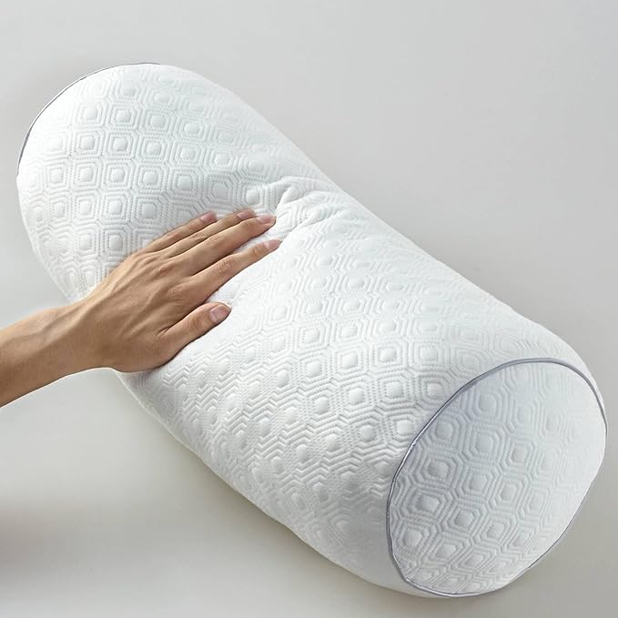 Kingnex Adjustable Roll Bolster Pillow, Under Knees for Sleeping on Back, Between Legs for Side Sleepers Shredded Cool Gel Infused Memory Foam Insert with Removable Bamboo Viscose Cover 18x6