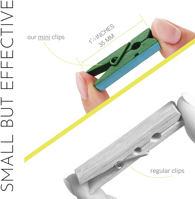 20 Pack Mini Self Adhesive Clips for Pictures - Mixed Colors Wood Clip Photo Holders for Wall, Poster Hanger, Photo Cards Hanging Display Board & Picture Boards, Artwork Photos Holders Card Room Decor