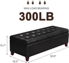 Joveco Storage Ottoman Bench, 51 Inch Leather Tufted Upholstered Bench for End Foot of Bed, Bedroom, Living Room, Black