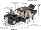 Alloy Collectible Rolls-Royce Phantom Model Toy Car, 1/32 Scale Diecast Car Model Pull Back Vehicles Phantom Toy with Sound & Light, Car Logo Can be Folded