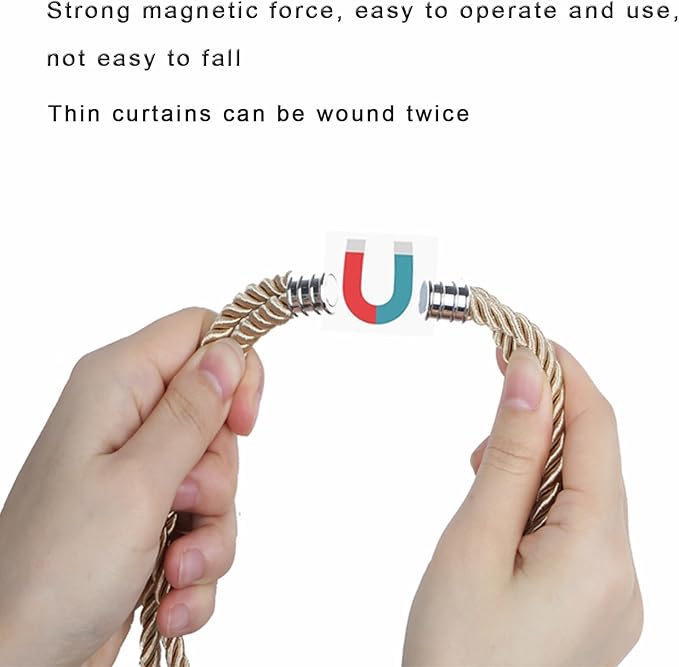 Fenghuangwu 2Pack Magnetic Jute Curtain Tiebacks – Bohemian Style Handmade Woven Tie-Backs for Drapes,Elegant Exquisite Knot Holdbacks,Outdoor Boho & Modern Home Decor