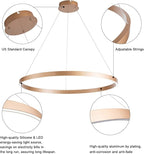 MADEM Room Decor Modern LED Chandelier 1-Ring Circular Dimmable Pendant Light Flush Mount Pendant Lighting for Living Room Dining Room, Bedroom, 31.5'' x 1.38'', 3000K-6000K, Gold