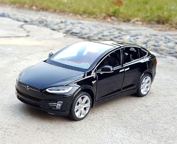 Toy Car Model X, Pull Back Car Toys Alloy Vehicles with Lights and Sound 1:32 Scale Model Car (Black)