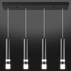 4-Light Dining Room Modern Pendant Light Kitchen Fixture Dimmable LED Black Mini Pendant Lighting fo Kitchen Island Study Pendant Lights