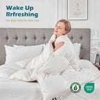 Cobnom® Luxury Organic Down Feather Comforter Oversized King, High Fill-Power Down Feather Fibers Duvet Insert with 100% Cotton Cover, Medium Warm for All-Season, Ivory White, 120x98 Inch