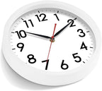 AKCISOT Wall Clock Silent Non Ticking Modern Wall Clocks Battery Operated 10 Inch, Analog Small Classic Clock Decorative for Bedroom, Kitchen, Home Office, Bathroom, School, Living Room (White)