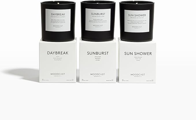 Moodcast Daybreak Scented Candle – Aesthetic Candle for Home, Mint, Basil Blossom & Eucalyptus, Clean Coco Wax Blend, Vegan, Paraben-Free, 45-Hour Long Lasting Burn – 8oz