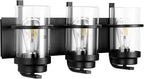 Bathroom Vanity Light Fixtures,Rustic Matte Black Vanity Lights 3 Bulb,Industrial Bathroom Light 3 Pack(Bulbs not Included)