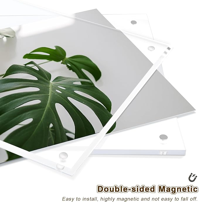 Egofine 5x7 Acrylic Picture Frames Set of 2, Clear Picture Frames with Stand, Magnetic Acrylic Photo Frames for Tabletop Display Horizontally or Vertically