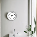 Wall Clock Modern Battery Operated 10 Inch Simpel Silent Non Ticking Decorative for Kitchen Office Outdoor Bedroom Living Room School Classroom(Silver)