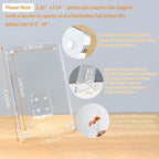 Mini Magnetic Picture Frames 2.36x3.54" with Removable Magnetic Stand, Acrylic Tabletop Photo Frames Compatible with Instax/Polaroid Camera for 2x3 Mini Film Pictures for Home/Office 2 Pack