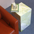 Luxury Marble Side Table,Square End Table for Modern Sofa and Bed, Living Room, Sofa, Bedroom(Fende Green)