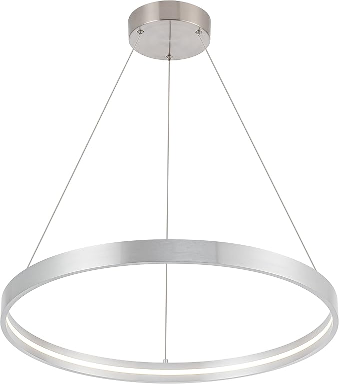 Modern Led Chandeliers, Non-Dimmable Contemporary LED Chandeliers 1 Ring, Hanging Led Modern Pendant Light Fixture for Living Room Kitchen Dining Room Office Brush Nickel-3000K/4000K/6000k