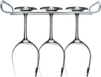 10 Inch Wine Glass Rack Under Cabinet Shelf Stemware Storage Hanging Hanger Organizer Glasses Holder with Drying Under Counter Metal for Kitchen and Bar Set of 2 Silver