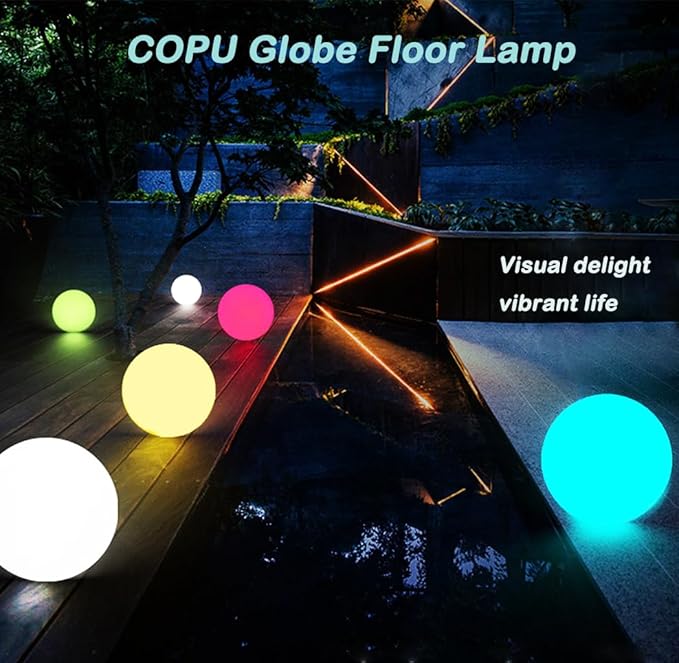 12-Inch LED Ball Light, Changing Glowing Orb Light with Remote, Soft Dimmable Globe Floor Lamp, Rechargeable Globe Mood Lamp, Waterproof Decorative Cordless Night Lights for Home Bedroom Nursery Patio