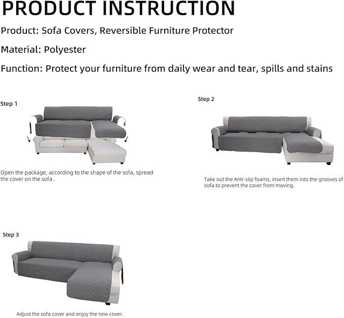 Easy-Going L Shape Sofa Cover Sectional Couch Cover Chaise Lounge Sofa Slipcover Furniture Protector Mat for Pets Dog Cat (Large, Coffee/Coffee)